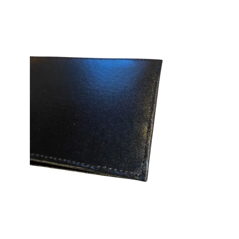 New Black Bifold Mens Split Grain Leather Wallet